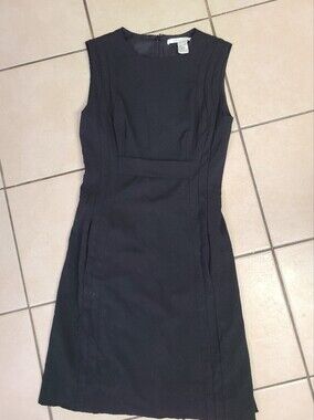 Diane Von Furstenberg Sleeveless Black Sheath Dress with Tailored‎ Seams